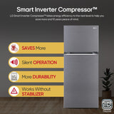 LG 343 L 3 Star Frost-Free Smart Inverter Double Door Refrigerator (2023 Model, GL-S382SDSX, Dazzle Steel, Convertible with Express Freeze)