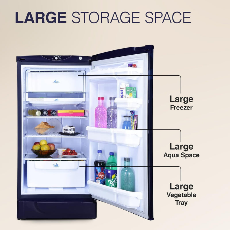 Godrej 180 L 2 Star Advanced Capillary Technology With Jumbo Vegetable Tray Direct Cool Single Door Refrigerator2023 Model RD EDGE 205B WRF PP BL Pep Blue