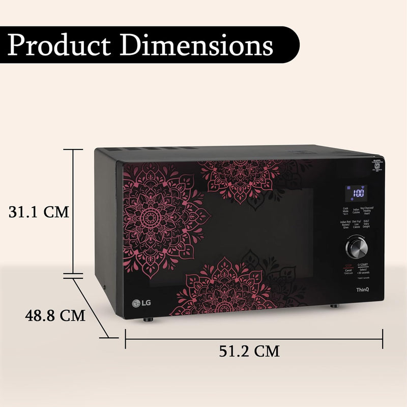LG 28 L Scan to Cook Wi-Fi Enabled Charcoal Convection Microwave Oven (MJEN286VIW, Black, Stainless steel cavity, Heart Friendly Recipes, Ghee, Diet Fry & 360° Motorised Rotisserie for Bar-be-queing) (Minor Dent)
