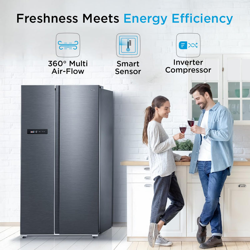 MDRS791MIF28IND, Midea, Side by Side , 592 L, Inverter, Jazz Black,WiFi (open Box Like New)