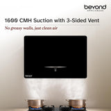 Beyond Appliances Cube 75 BLDC Plug N Play Ductless Kitchen Chimney | 1600 CMH | Auto Clean | 5-Stage Charcoal Activated Filter | Touch Control | 3-way Suction | 45dB Low Noise | Black,CUBE75-BLDC-BLACK(BA-CU-CB-PP-BL-75-CH)