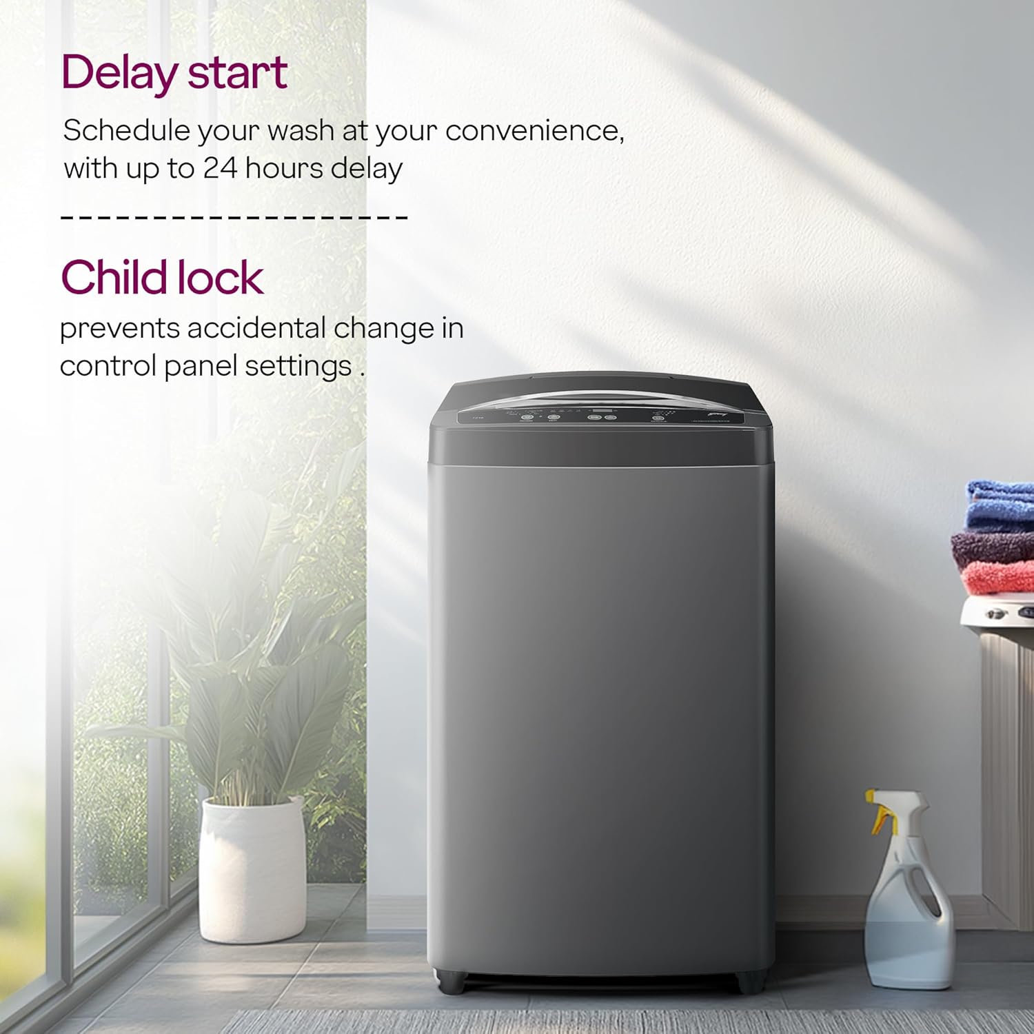 Godrej Smart Choice 7 Kg 5 Star, AI Tech, Fabrisafe Steel Drum, Magic Lint Filter, Fills Tub At ~0 Water Pressure, Fully-Automatic Top Load Washing Machine (WTEON ALP 70 5.0 FDUN GPGR, Graphite Grey)