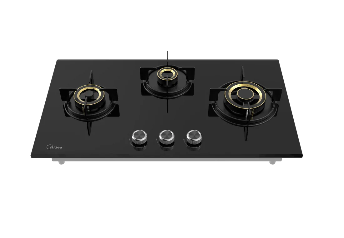 Midea Kitchen Built in Hob Semi Brass Series 3 Burner, Flame Failure Device, Auto Ignition MG75GT503CTD134B-IN