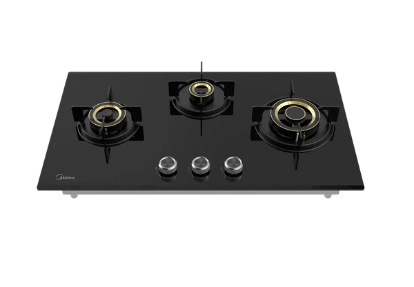 Midea Kitchen Built in Hob Semi Brass Series 3 Burner, Flame Failure Device, Auto Ignition MG75GT503CTD134B-IN