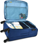 Aristocrat Soft Body Set Of 2 Luggage 4 Wheels - Trigon Set Of 2- Cabin+Large(56+77)Cm, Softcase, 4 Wheels - Blue