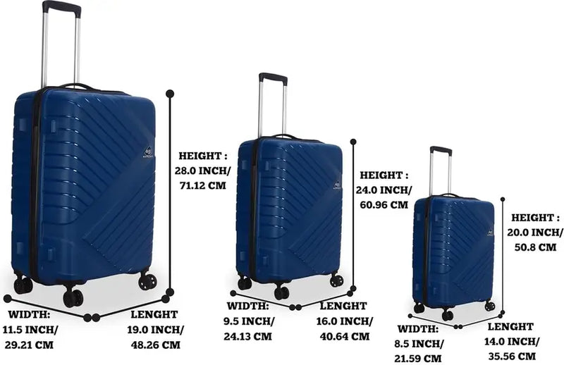Kamiliant By American Tourister Hard Body Set Of 3 Luggage 4 Wheels - Wayfarer - Blue