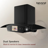 Beyond Appliances Asteria 90cm BLDC Auto Clean Kitchen Chimney | 1408 CMH Suction | Filterless | Curved Glass | Smart Screen & Speakers | Touch Control | Black(BASE-CA90-IF-001)