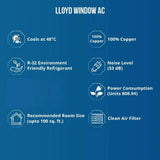 Lloyd 1 Ton 2 Star Window AC GLW12D2FESSW 2026 Model, Copper, Blue Fin, R32, Fixed Speed