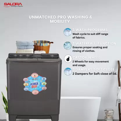 Salora 8.5 kg Semi Automatic Top Load Washing Machine(SWMS8505)