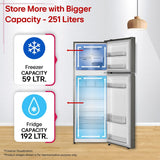 LG 251 L, 2 Star, Frost-Free Smart Inverter Double Door Convertible Refrigerator (GLT2526XWDS, Dazzle Steel, Multi Air Flow Cooling, Smart & Dairy Mode, Convertible Space for More Storage, 2026 Model)