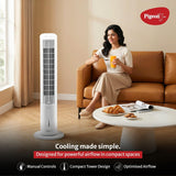 Pigeon High Performance Tower Fan with Manual Control, 3 speed settings, Quiet Operation, Low Power Consumption and Lightweight Portable Body, White PGPDTFM7501