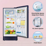 Samsung 189L 5 Star, Inverter, Direct-Cool Single Door Refrigerator (RR21C2H25UZ/HL,Midnight Blossom Blue) Base Stand Drawer