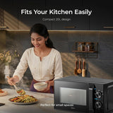 Midea 20L Solo Microwave Oven (MMO20CXAMMPEBK, Black, 5 power levels & Defrost function)
