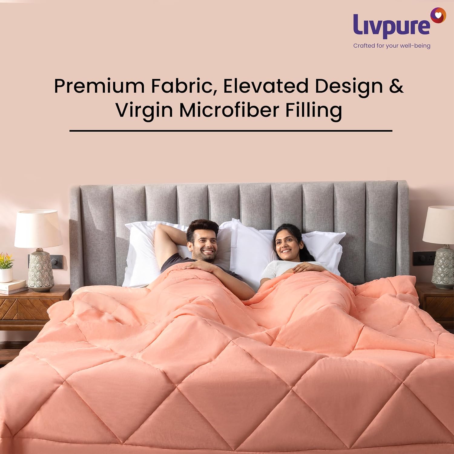 Livpure Comforter-Pink-steel grey-Double:90X100 LSH-CFT-CFPG211