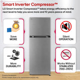 LG 251 L, 2 Star, Frost-Free Smart Inverter Double Door Convertible Refrigerator (GLT2526XWDS, Dazzle Steel, Multi Air Flow Cooling, Smart & Dairy Mode, Convertible Space for More Storage, 2026 Model)