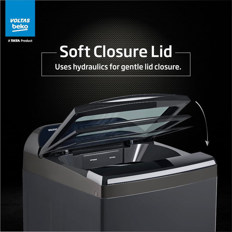 Voltas Beko, A Tata Product 10 Kg 5 Star Fully-Automatic Top Loading Washing Machine (WTL1006UEAH/OBS3060, Dark Grey, Inbuilt Heater)
