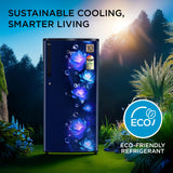 Midea, 190 L, Direct Cool Ref , 2 Star, C Flower, Blue, Handle,MRD190D3HPCB