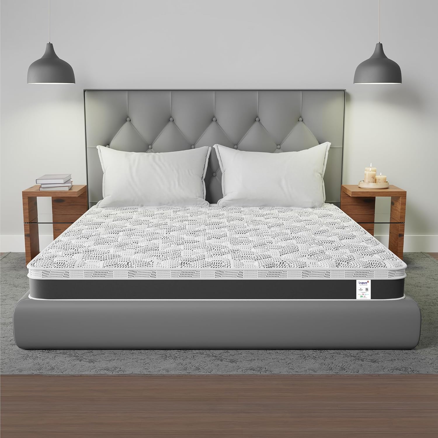 Livpure Smart Siesta Hybrid Orthopedic Spring Mattress | Orthopaedic Nano-Spring System | Euro-Top Design with Plush Quilting for Best-in class comfort | Premium Knitted Fabric | Single 72x36x8 Inches