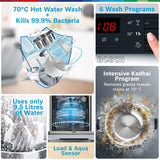 Bosch 15 Place Setting (fits up to 80 utensils) Free-Standing Dishwasher for Indian Utensils | Hygiene+ & Intensive Kadhai Program (SMS46KI03I, Silver Inox, Inbuilt Heater, Removes 99.9% Germs)