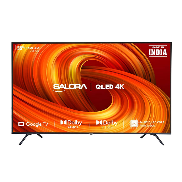 Salora 139 CM (55 INCHES) QLED 4K Ultra HD Smart Google TV, SLV-3555 QGTV (Black)|Brand New Seal Packed
