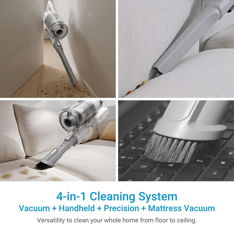 Midea 18P Cordless Vacuum Cleaner with BLDC Motor, Stand, 5-Stage HEPA Filtration, LED Light, 180° Rotatable Brush, Lightweight, Detachable Handheld, Ideal for Car Cleaning & Homes with Pets