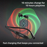 PHILIPS TAN1150BK Neckband, 60H Playtime, 13mm Drivers, AI ENC Mic, BT v5.3, IPX5 Proof Bluetooth