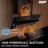 Crompton QuietPro Plus BLDC 1800m3/hr 90cm Slant Chimney| Filterless Intelligent Autoclean| Built In Oil Collector| Touch+Motion Sensor Control | (CHD-QPPI90FLE-IND)