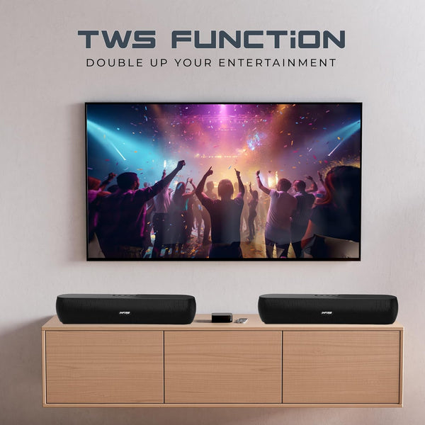 iNFiRe FireBar 12 upto 10 Hours PlayTime With TWS Function 12 W Bluetooth Soundbar  (Black, 2.0 Channel)