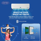Carrier 1 Ton 3 Star AI Flexicool Inverter Split AC (Copper, Convertible 4-in-1 Cooling,Dual Filtration with HD & PM 2.5 Filter, Auto Cleanser, 2023 Model,ESTER Exi - CAI12ER3R33F0,White)