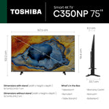 TOSHIBA 189 cm (75 inches) C350NP Series 4K Ultra HD Smart LED Google TV 75C350NP (Black)