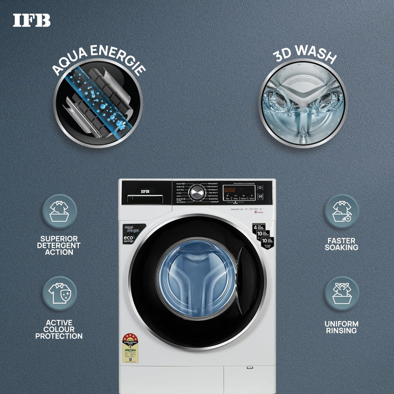 IFB 8 kg  Fully Automatic Front Load Washing Machine with In-built Heater White