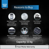 Voltas Beko, A Tata Product 11 Kg 5 Star Fully-Automatic Top Loading Washing Machine (WTL1106UEA / OBS1060, Grey, Double Waterfall Technology)