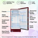 Samsung 189 L, 5 Star, Digital Inverter, Direct-Cool Single Door Refrigerator (RR21H2H25RZ/HL, Midnight Blossom Red, Base Stand Drawer, Single Touch Defrost, )