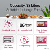 LG 32 L Convection Microwave Oven (MC3286BLT, Black, Auto Cook Menu, Diet Fry and with Stainless Steel Cavity)