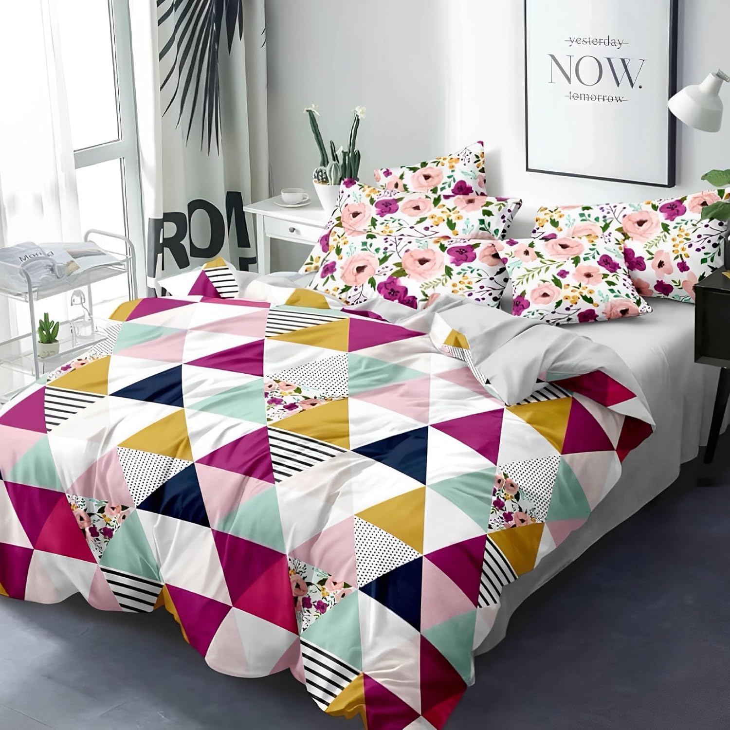Livpure Smart Printed Double Quilt for Heavy Winter (Microfiber, Multicolor Geometric)|96X86 Inches LSH-CFT-SMGEO-211