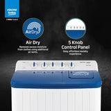 Voltas Beko, A Tata Product 8.5 Kg 5 Star Semi-Automatic Top Loading Washing Machine (2024 Model, WTT85UHA/OK5I0I0W01, Blue, Air Dry & Pulsator wash technology)
