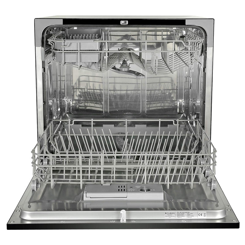 Faber 8 Place Dishwasher | 6 Wash Programs |Adjustable Upper Rack & Cutlery Tray | 8L Water/Cycle| FFSD 6PR 8S Ace Black
