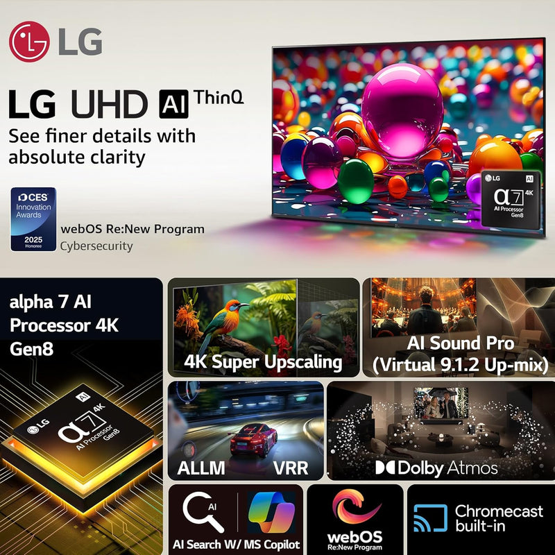 LG 126 cm (55 inches) UA82 Series 4K Ultra HD Smart webOS LED TV (55UA82506LA)