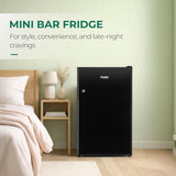 Haier 100 L 2 Star Direct Cool Single Door Mini Bar Refrigerator with Chiller Freezer Box, LED Light for Clear View, Lock & Key and Easy Clean Back (HRD-1252KSA, Black Steel, )