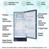 Samsung 189 L, 5 Star, Digital Inverter, Direct-Cool Single Door Refrigerator (RR21H2H25CU/HL, Camellia Blue, Base Stand Drawer, Single Touch Defrost, 2026 Model)