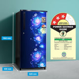 Midea, 190 L, Direct Cool Ref , 2 Star, C Flower, Blue, Handle,MRD190D3HPCB