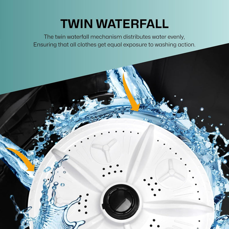 VW 7.5 kg 5 Star Aqua Spin Semi Automatic Top Load Washing Machine AquaSpin0075P (Black)