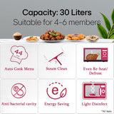 LG 30 L Solo Microwave Oven (MS3032BK, Black, 44 Auto Cook Menu, Steam Clean, Anti-bacterial cavity)