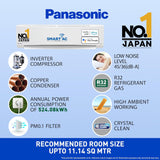 Panasonic 7 in 1 Convertible With True AI Mode,Matter Enabled 1 Ton 5 Star Split Inverter AC with Wi-fi Connect - White (CS-NU12ZKY5W/CU-NU12ZKY5W, Copper Condenser)