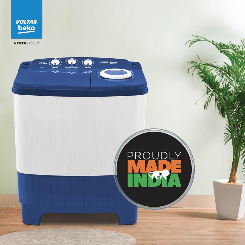 Voltas beko, A Tata Product 7.5 kg Semi-Automatic Top Load Single Tub Washing Machine (WST75UC/BLSSWH2PTD, Blue, Pulsator wash method)