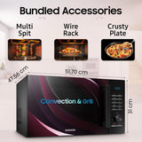 Samsung 28 L Slim Fry, Sensor Cook and Multi Spit Convection Microwave Oven (MC28A5145VR/TL, Black and Pattern, Ceramic Enamel Cavity