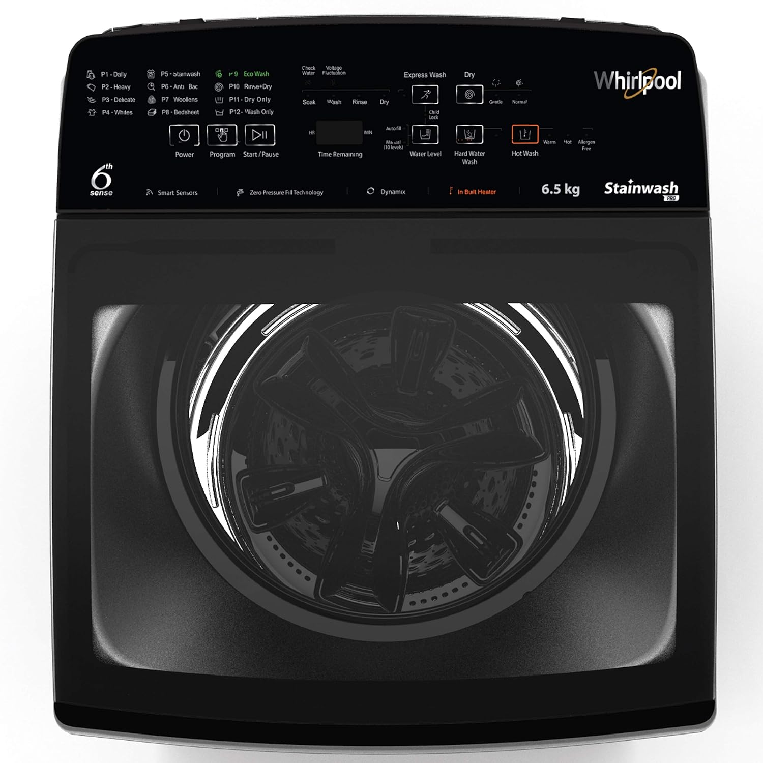 Whirlpool 6.5 Kg 4 Star StainWash Fully-Automatic Top Loading Washing Machine (STAINWASH PRO H 6.5, Shiny Grey, In-Built Heater)
