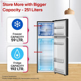 LG 251 L, 2 Star, Smart Inverter, Smart Mode, Frost-Free Double Door Refrigerator (GLT2526WWOB, Onyx Black, Multi Air Flow, Express Freeze, Deodorizer, Bigger Size & Better Cooling, 2026 Model)