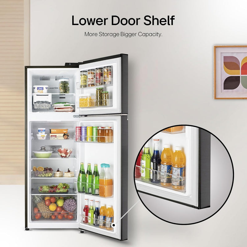 LG 246 L 3 Star Smart Inverter Frost-Free Double Door Refrigerator (, GL-S262SESX, Ebony Sheen, Convertible)