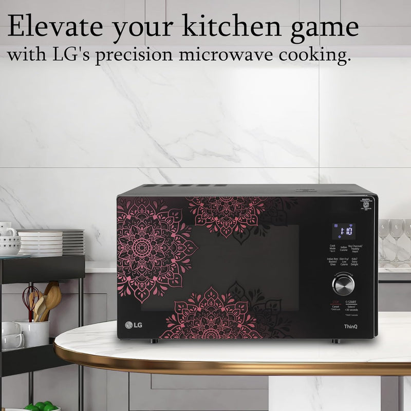 LG 28 L Scan to Cook Wi-Fi Enabled Charcoal Convection Microwave Oven (MJEN286VIW, Black, Stainless steel cavity, Heart Friendly Recipes, Ghee, Diet Fry & 360° Motorised Rotisserie for Bar-be-queing) (Minor Dent)